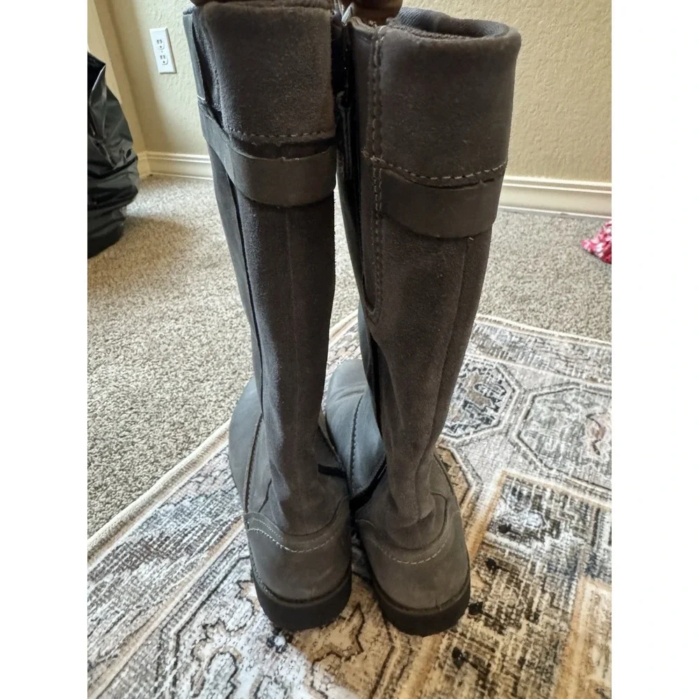 Eddie Bauer Trace Boots Womens 9.5 Gray Leather Zip Tall‎ Riding Waterproof